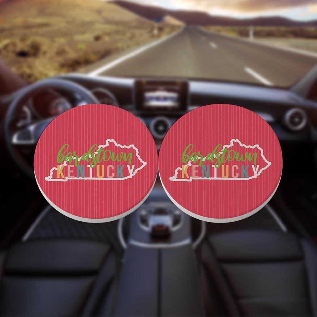 Boho Color State On Pink Kentucky Bardstown| Absorbent Car Coasters | Set of 2 | Min 4