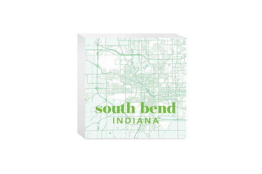 Bright Modern Green Map Indiana South Bend| Wood Block | Eaches | Min 4