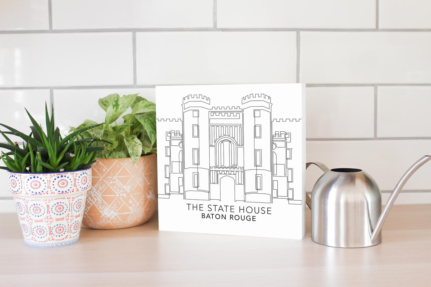 Minimalistic Baton Rouge State House | Wood Block | Eaches | Min 2