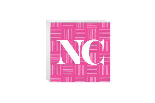 Bright Modern Abbreviated On Pink North Carolina| Wood Block | Eaches | Min 4