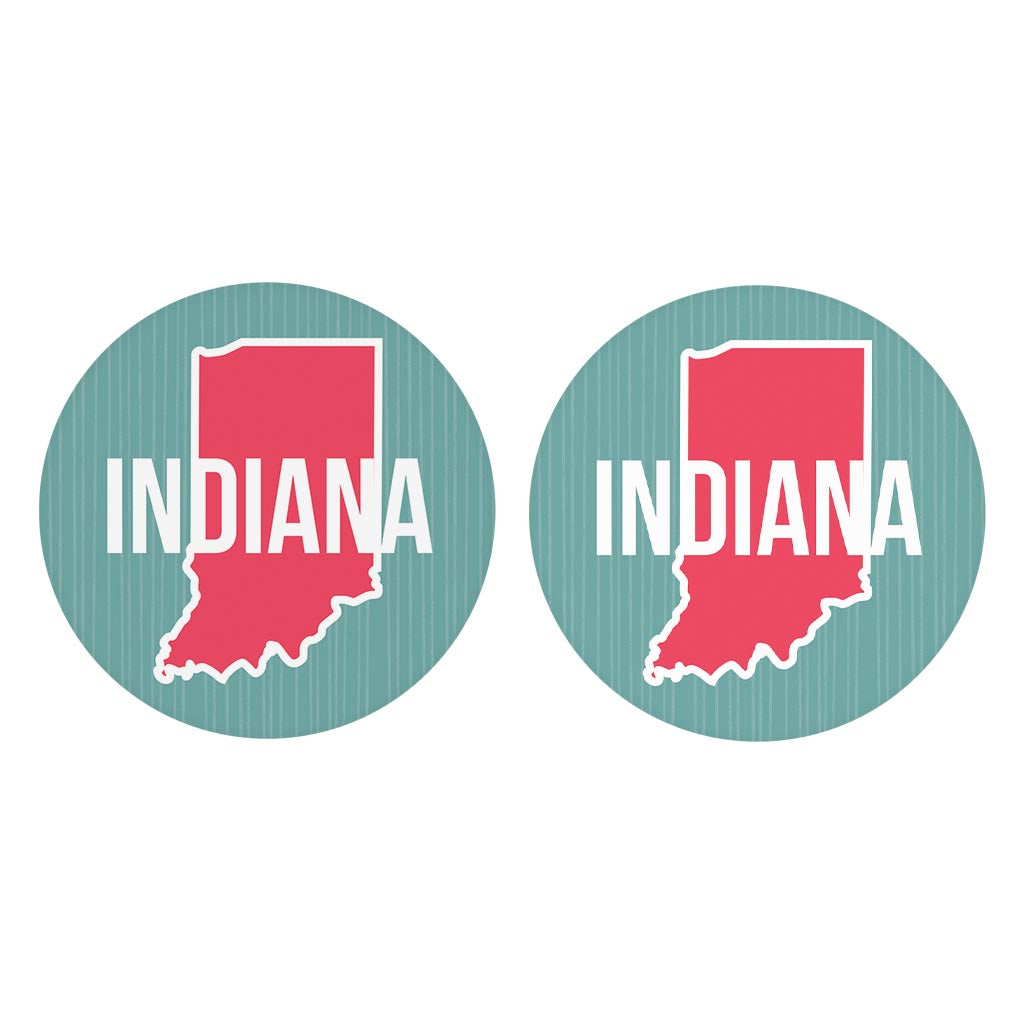 Boho Color State On Blue Indiana| Absorbent Car Coasters | Set of 2 | Min 4