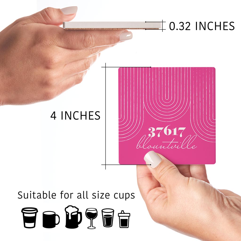 Bright Modern City Zip On Pink Tennessee Blountville | Absorbent Coasters | Set of 4 | Min 2