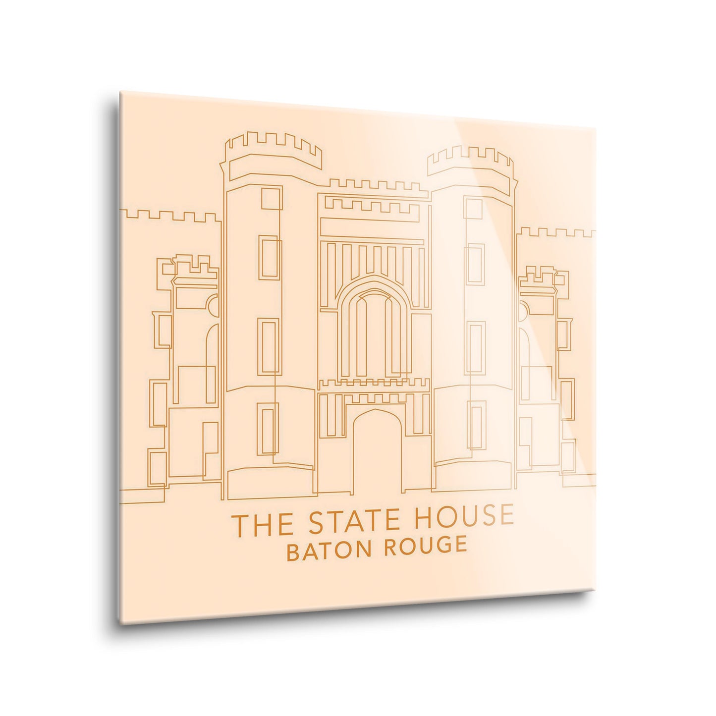 Minimalistic Baton Rouge State House Colorful | Hi-Def Glass Art | Eaches | Min 2