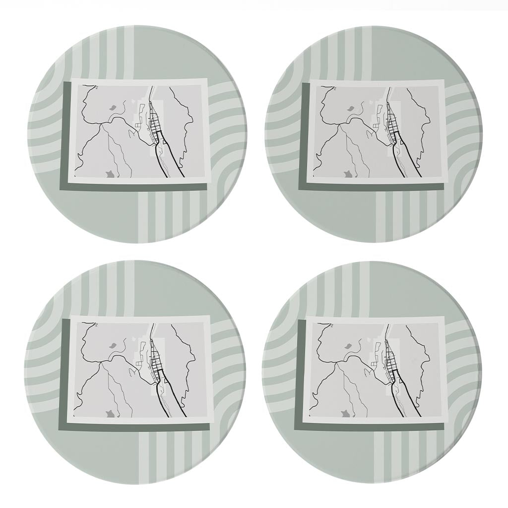 Vintage Groove Green Lines Map Colorado Creede| Absorbent Coasters | Set of 4 | Min 2