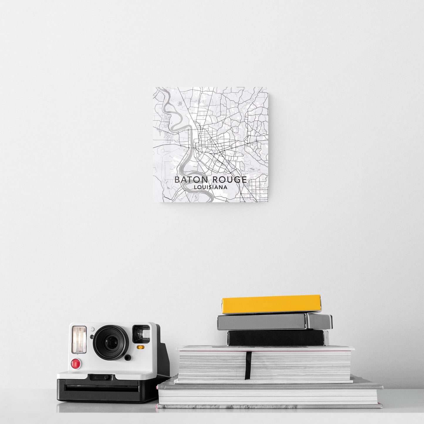 Minimalistic Baton Rouge White Map | Hi-Def Glass Art | Eaches | Min 2