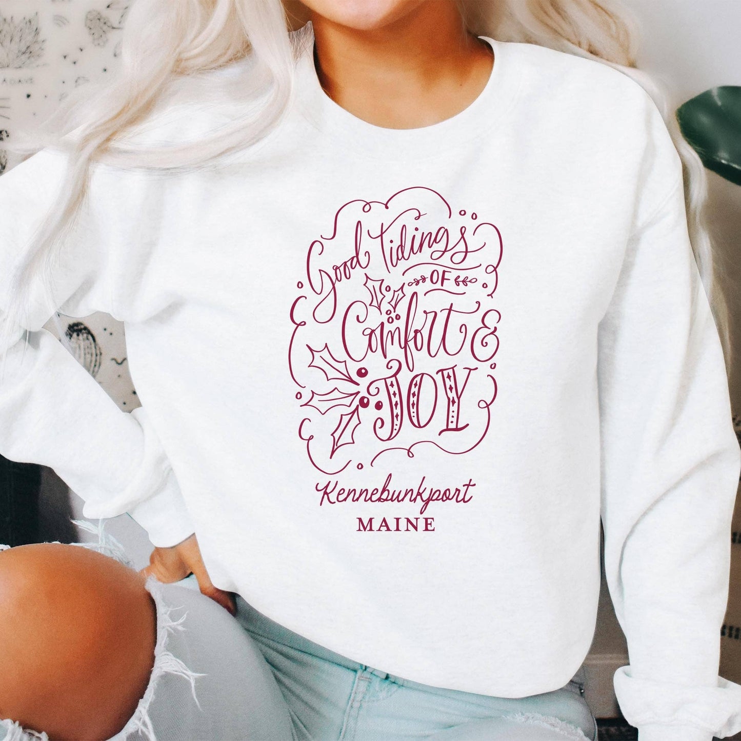 Gildan Sweatshirt White-Love + Local Winterberry