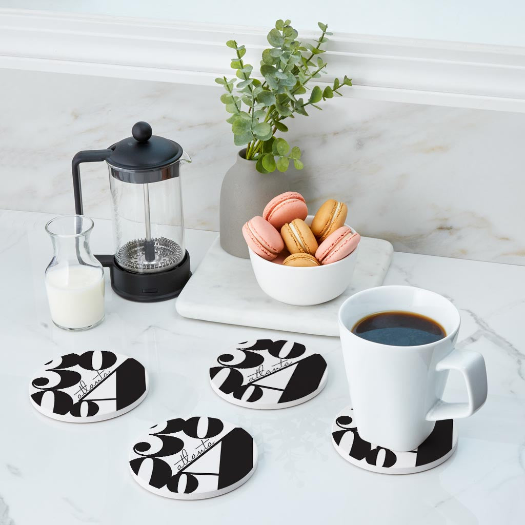 Black And White Zip Block Georgia Atlanta | Absorbent Coasters | Set of 4 | Min 2