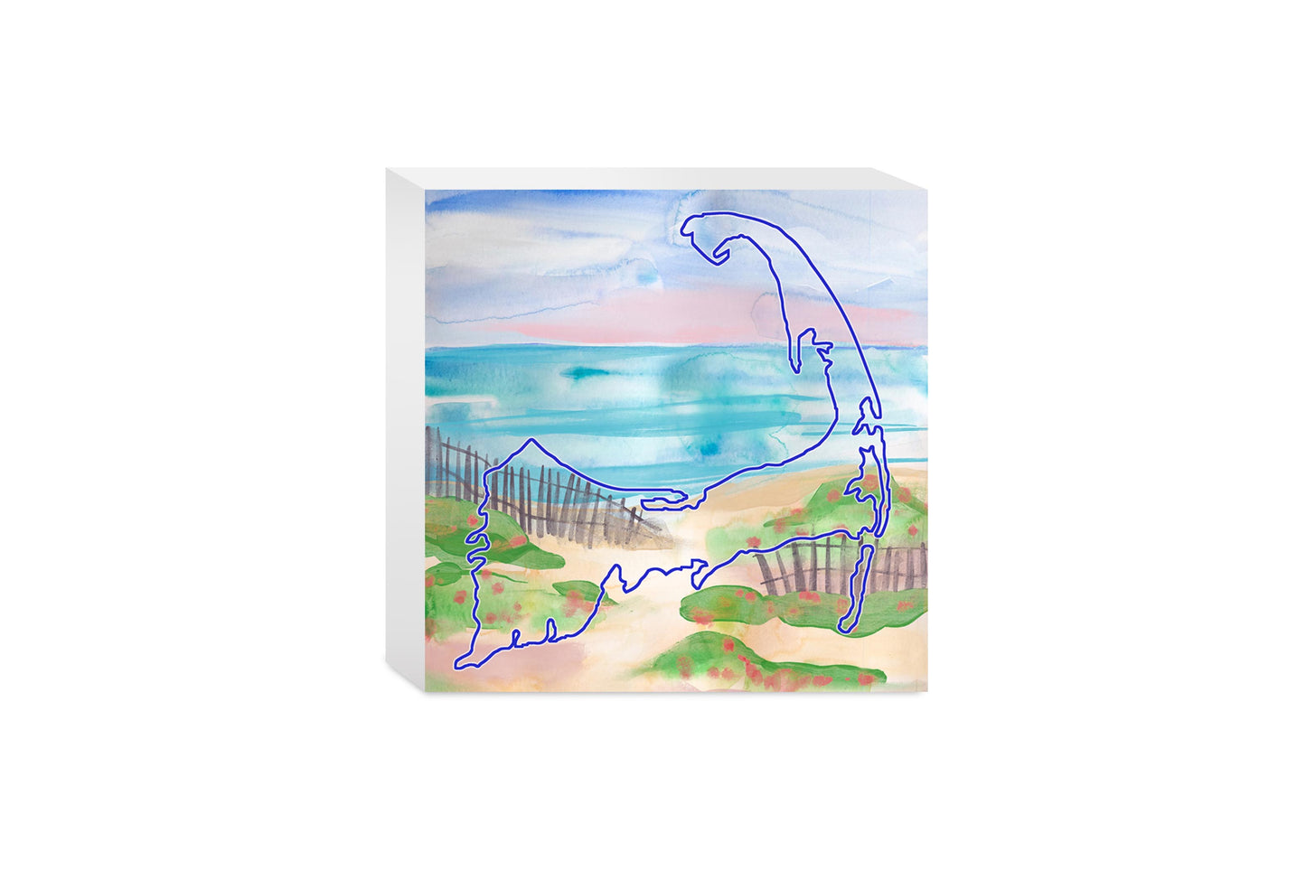 Watercolor Beach Scene | Wood Block | Eaches | Min 4