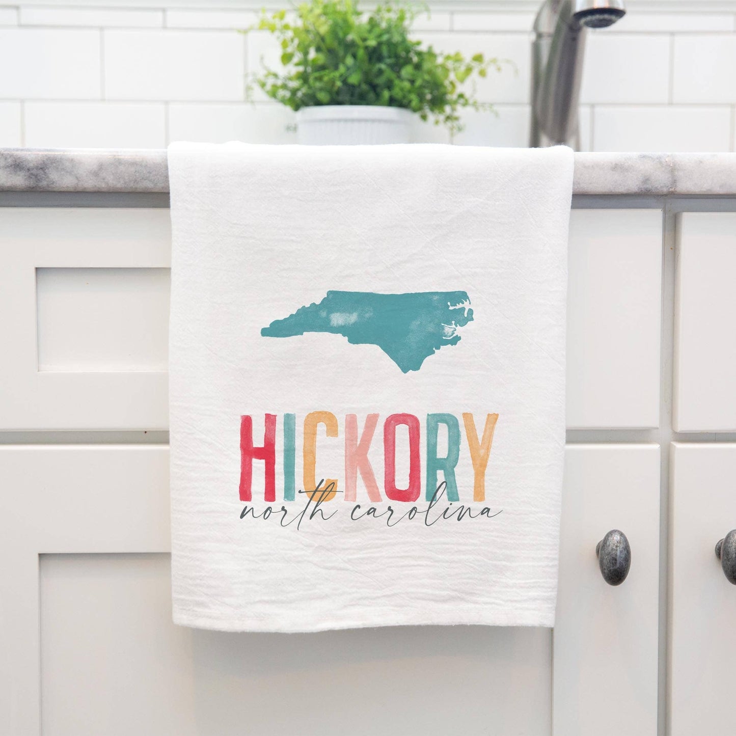 Hickory North Carolina Watercolor Cotton Tea Towel