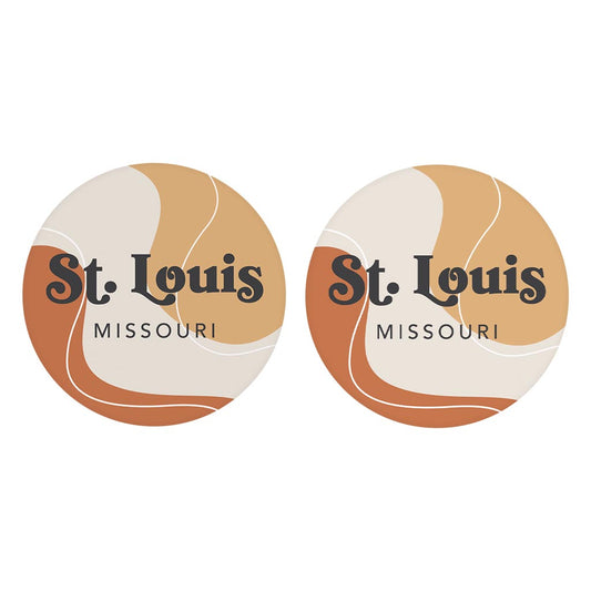 Vintage Groove Fluid Orange Missouri St Louis | Absorbent Car Coasters | Set of 2 | Min 4