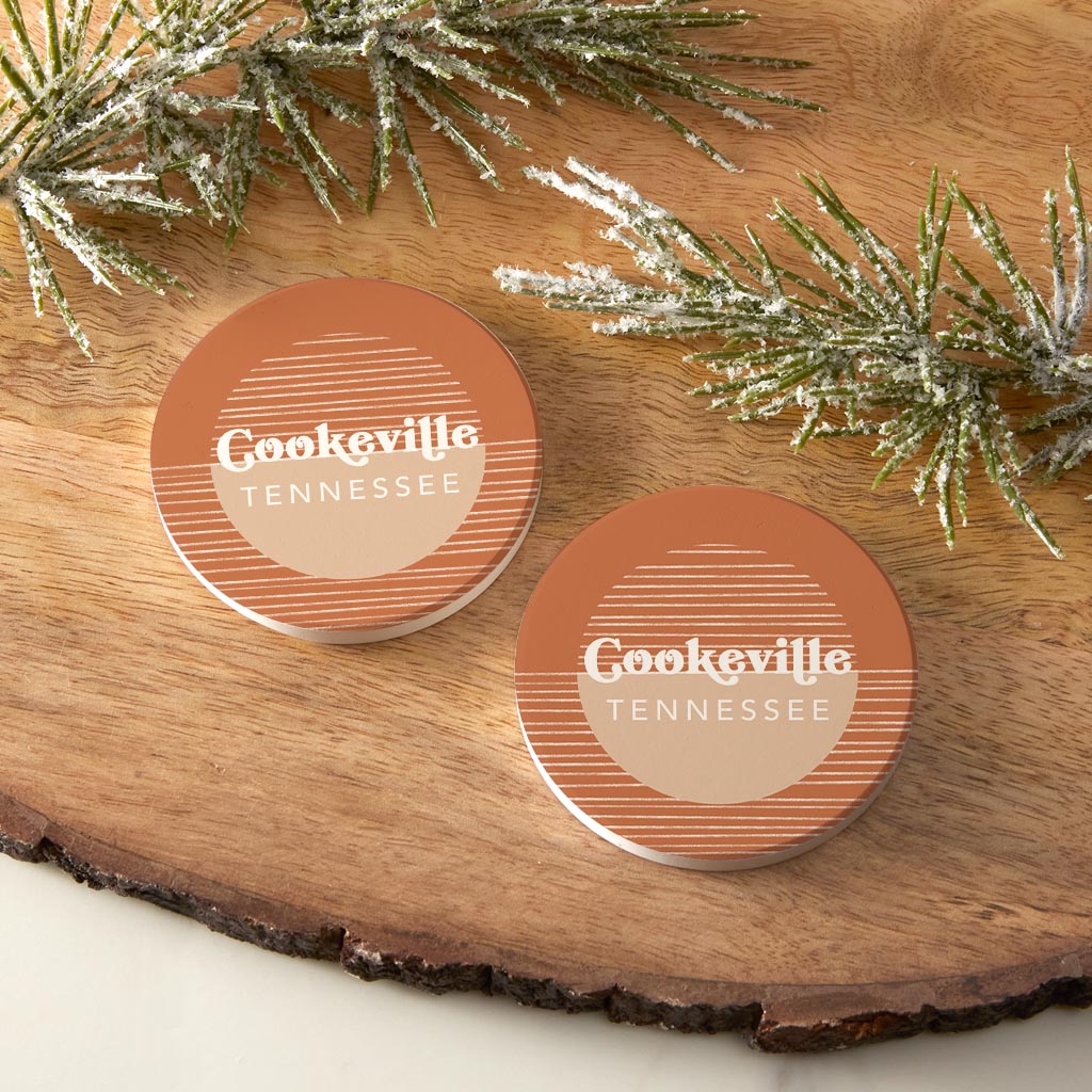 Vintage Groove Half Circle Cookeville Tennessee| Absorbent Car Coasters | Set of 2 | Min 4
