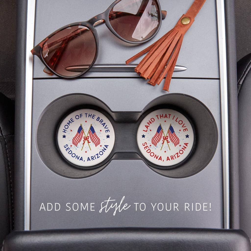 Custom Car Coaster, Patriotic, Small Gift, American Flag