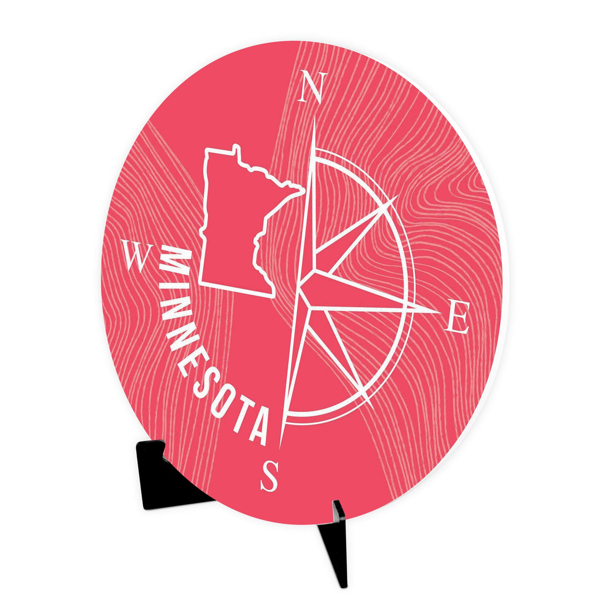 Boho Color Compass State On Pink Minnesota | Wood Sign | Eaches | Min 1