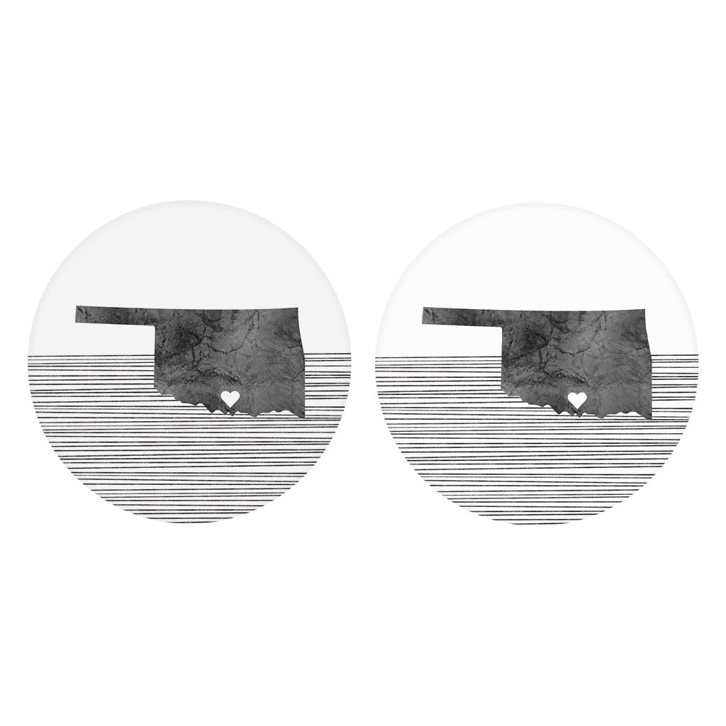 Minimalistic B&W Ardmore Ok Heart Straight State| Absorbent Car Coasters | Set of 2 | Min 4