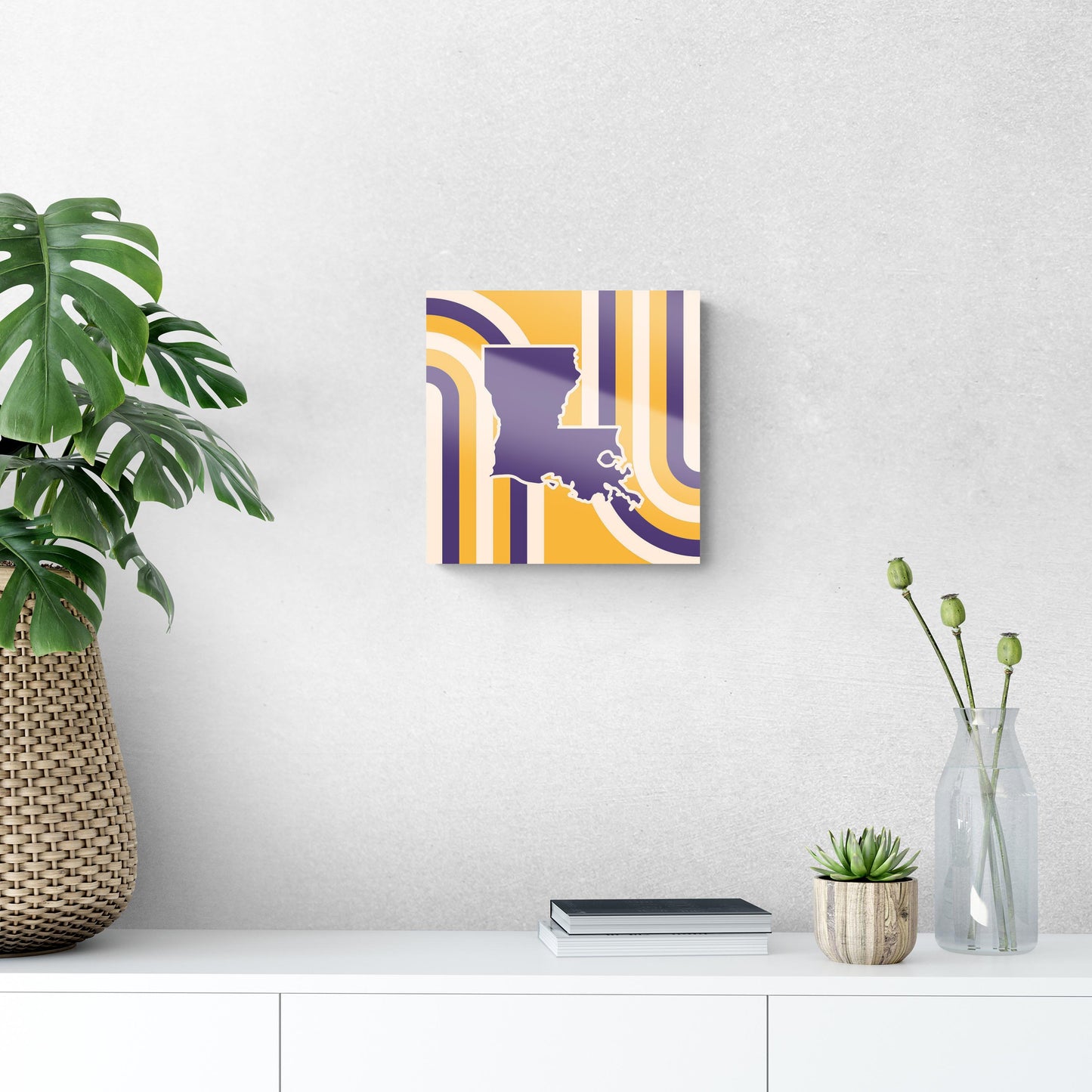 Purple Gold Louisiana Retro State Shape | Hi-Def Glass Art | Eaches | Min 1