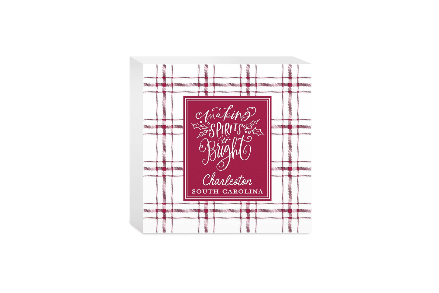 5x5 Wood Block-Love + Local Winterberry