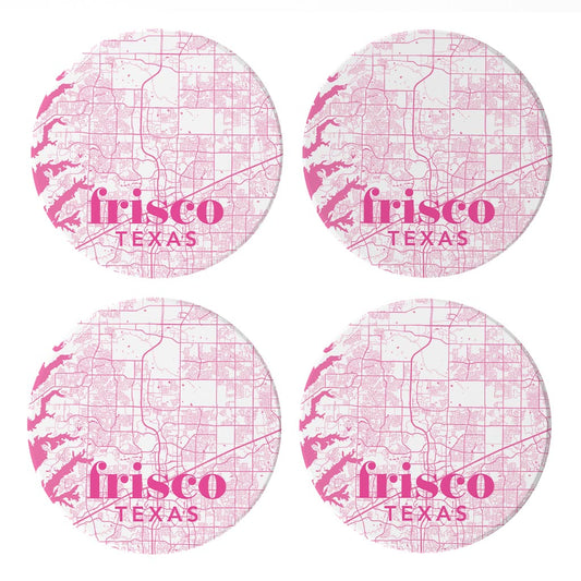 Bright Modern Pink Map Texas Frisco