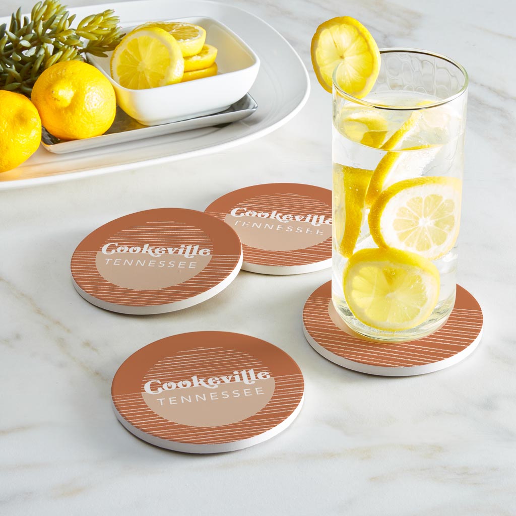 Vintage Groove State Star Map Tennessee Cookeville | Absorbent Coasters | Set of 4 | Min 2