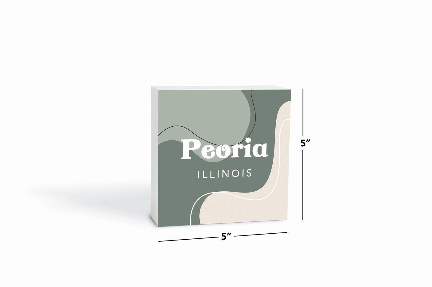 Vintage Groove Fluid Green Illinois Peoria| Wood Block | Eaches | Min 4
