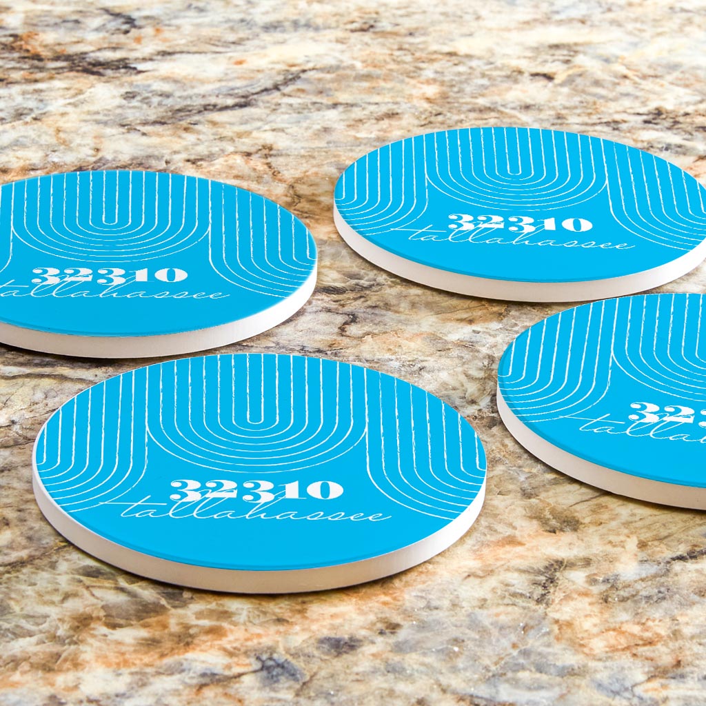Bright Modern City Zip On Teal Florida Tallahassee | Absorbent Coasters | Set of 4 | Min 2