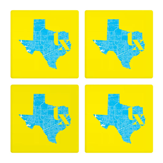 Bright Modern Abbreviated State Yellow Texas