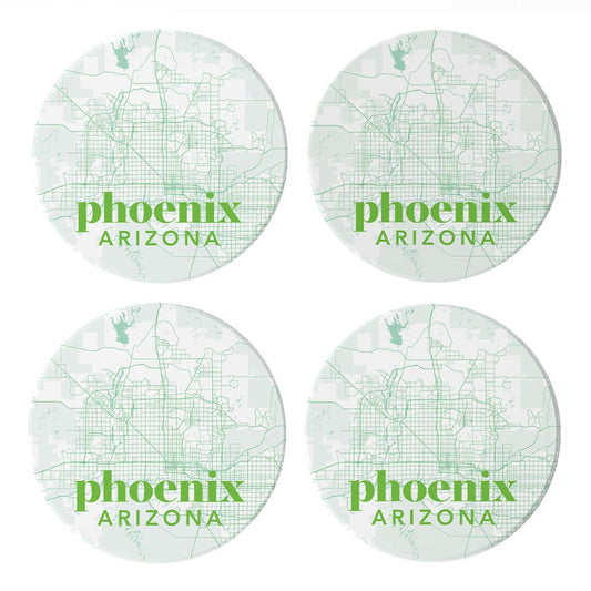 Bright Modern Green Map Arizona Phoenix| Absorbent Coasters | Set of 4 | Min 2