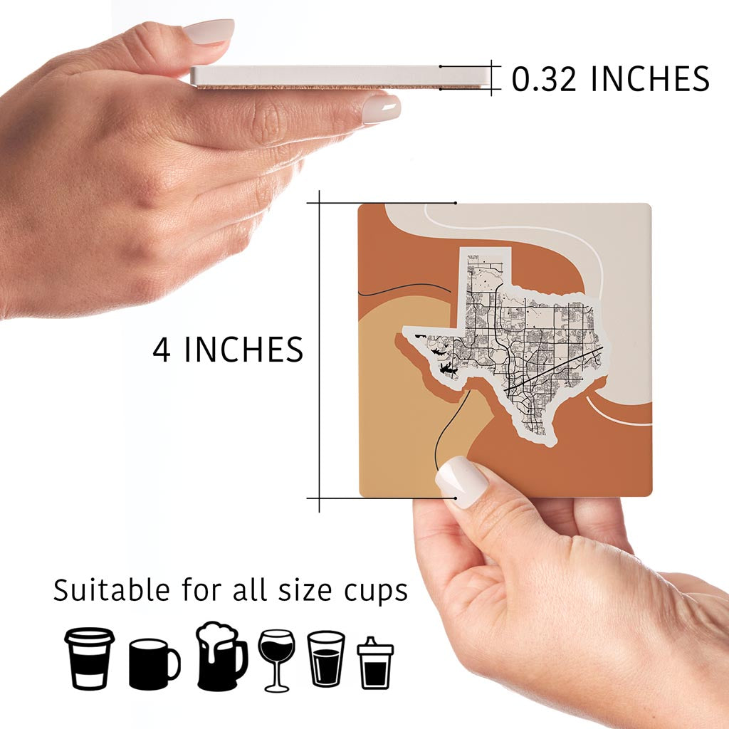 Vintage Groove Fluid Orange Map Texas Frisco