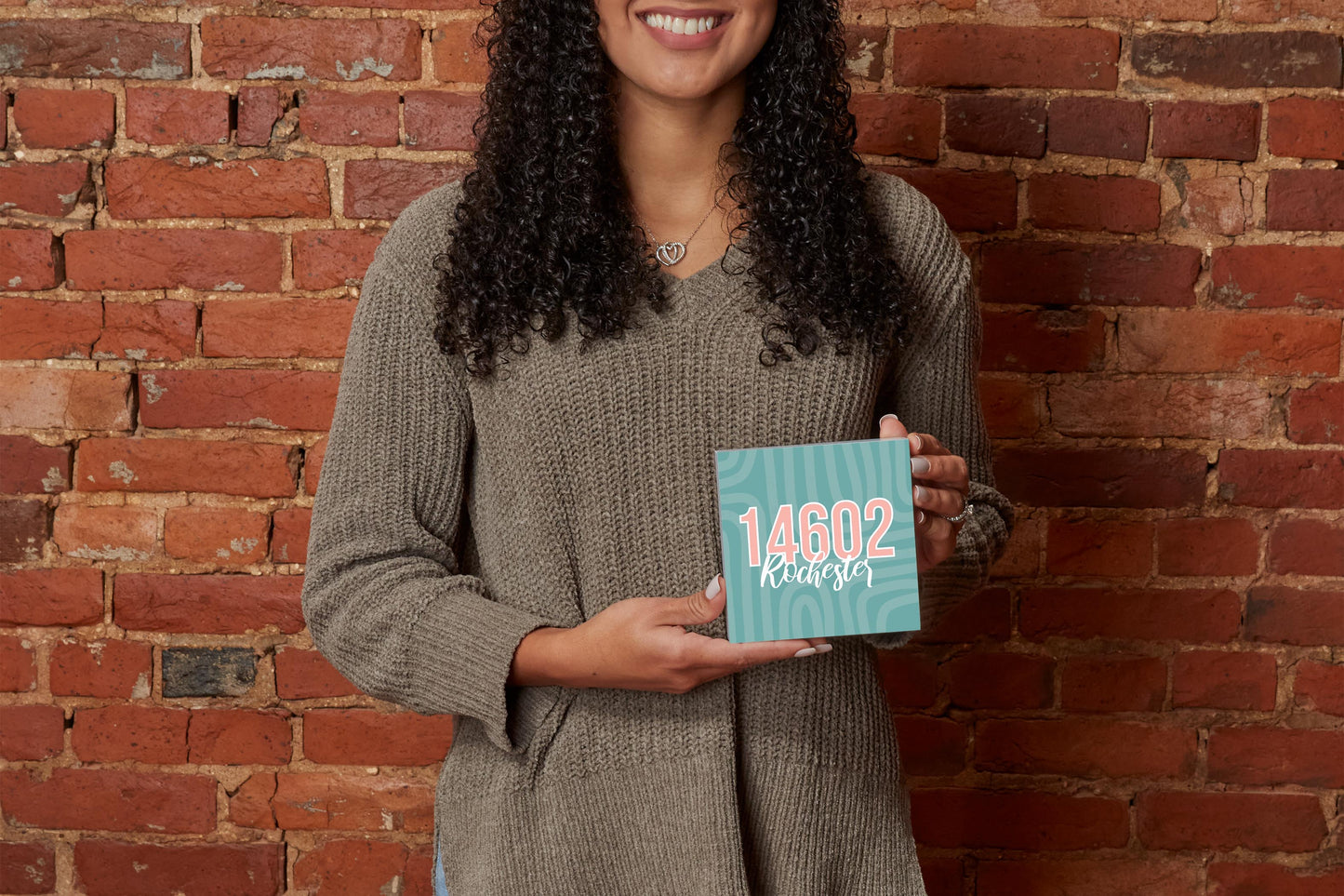 Boho Color City Zip On Blue New York Rochester | Wood Block | Eaches | Min 4