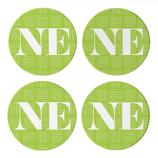 Bright Modern Abbreviated On Green Nebraska | Absorbent Coasters | Set of 4 | Min 2