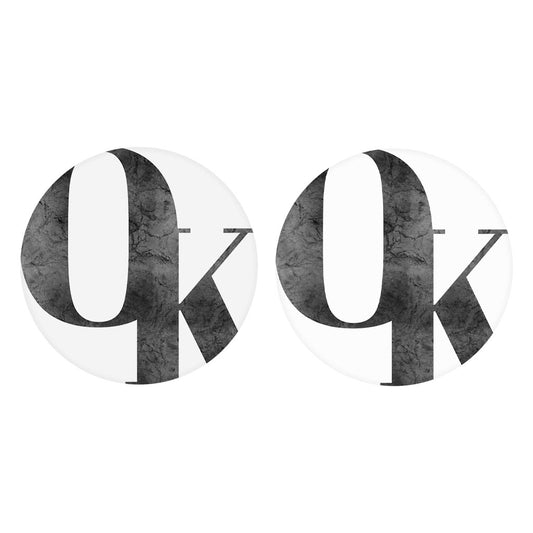 Minimalistic B&W Ardmore Ok White Initials | Absorbent Car Coasters | Set of 2 | Min 4