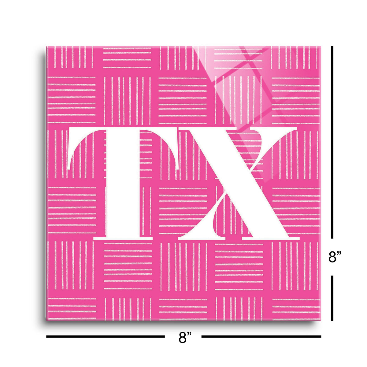 Bright Modern Abbreviated On Pink Texas | Hi-Def Glass Art | Eaches | Min 2
