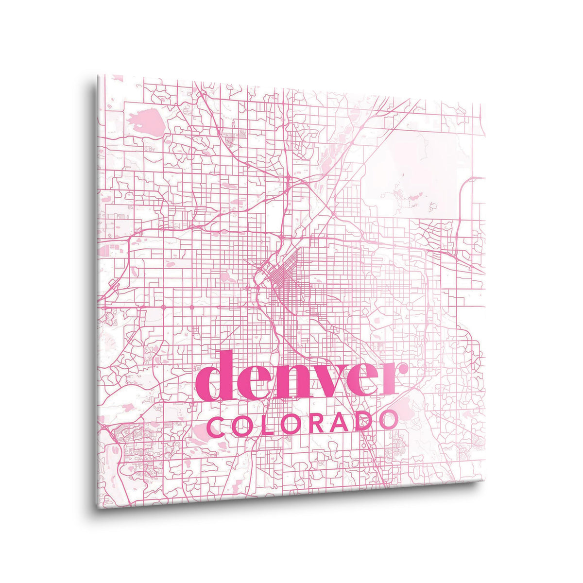 Bright Modern Pink Map Colorado Denver | Hi-Def Glass Art | Eaches | Min 2