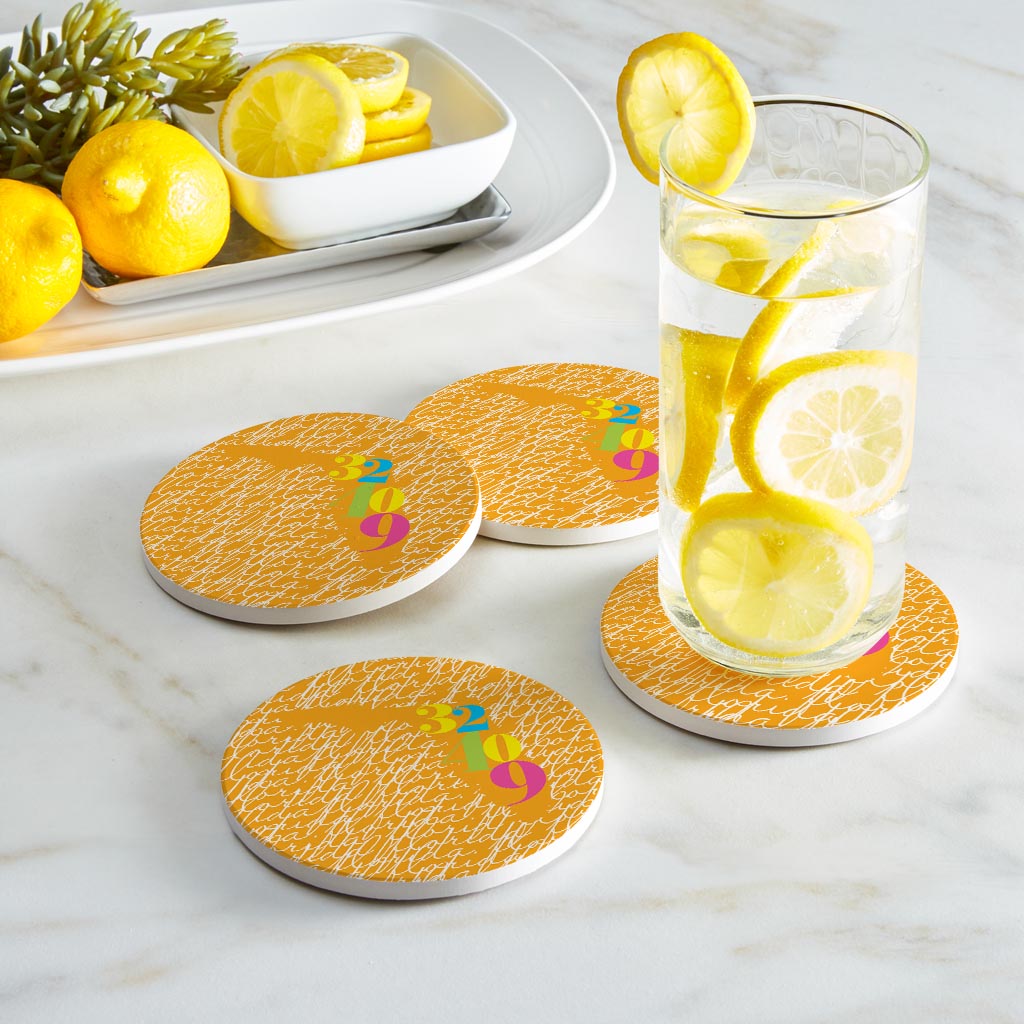 Bright Modern State Script Orange Florida Panama | Absorbent Coasters | Set of 4 | Min 2
