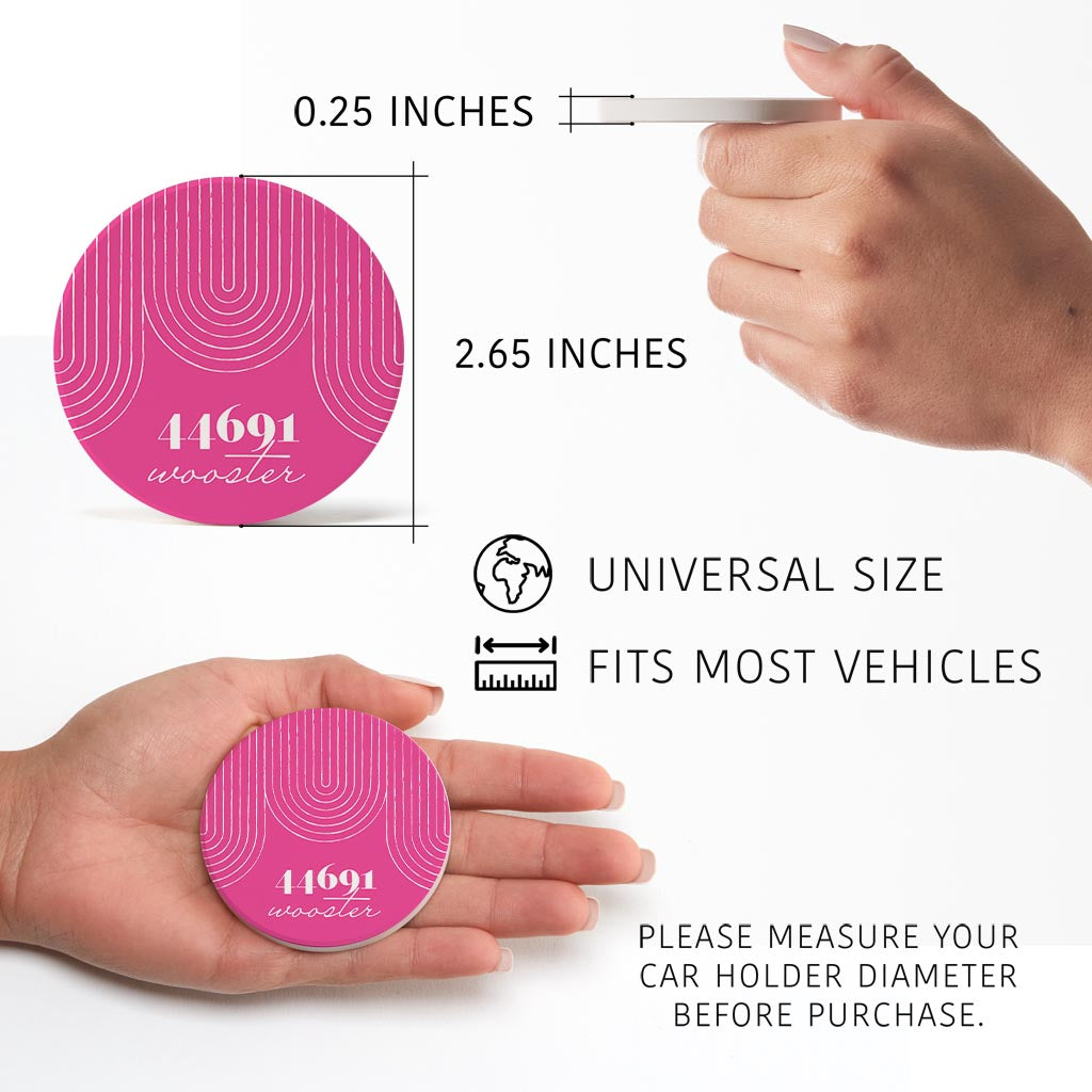 Bright Modern City Zip On Pink Ohio Wooster | Absorbent Car Coasters | Set of 2 | Min 4