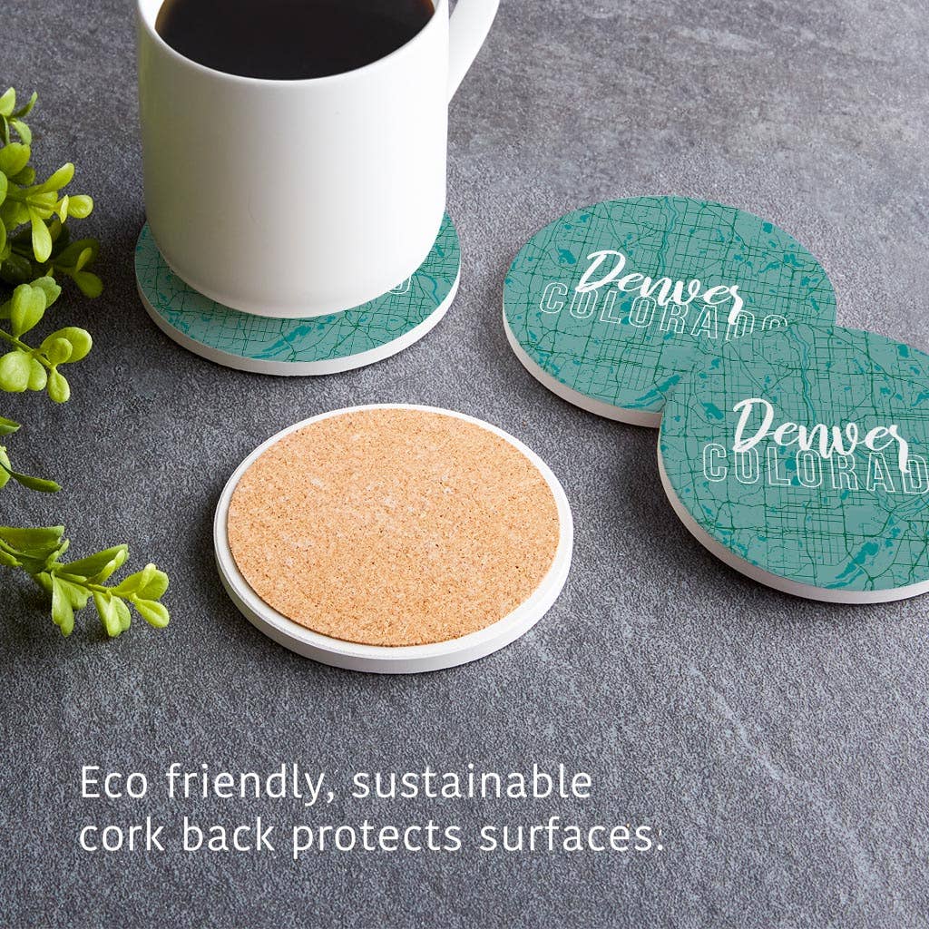 Custom City and State Set of 4 Coasters Boho Color