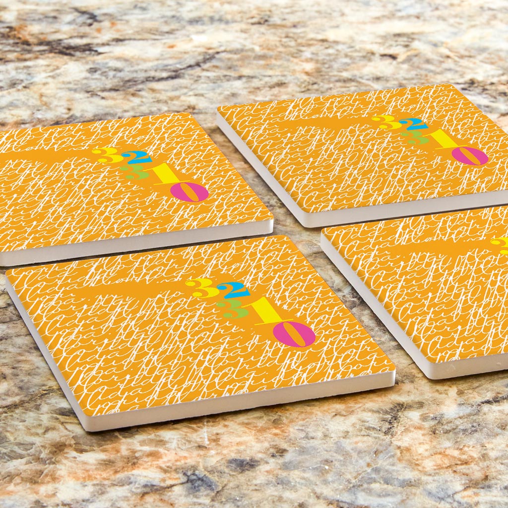 Bright Modern State Script Orange Florida Tallahassee | Absorbent Coasters | Set of 4 | Min 2