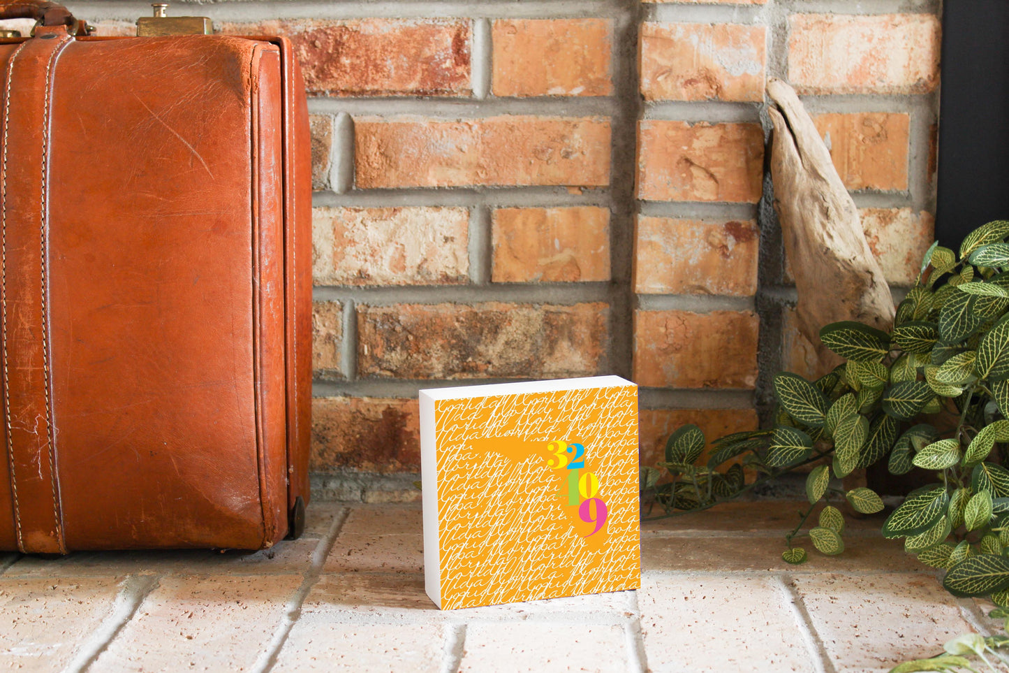 Bright Modern State Script Orange Florida Panama | Wood Block | Eaches | Min 4