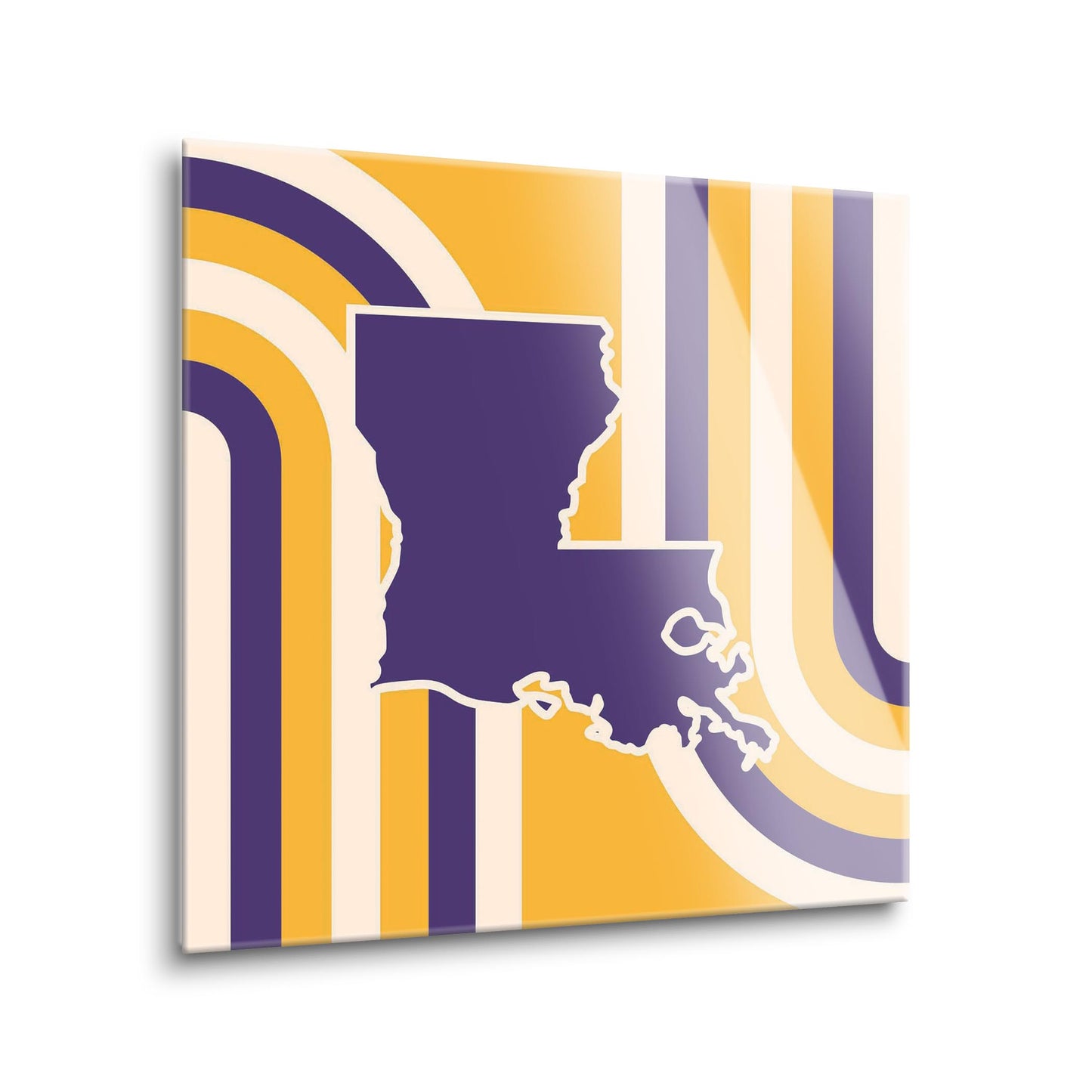 Purple Gold Louisiana Retro State Shape | Hi-Def Glass Art | Eaches | Min 1