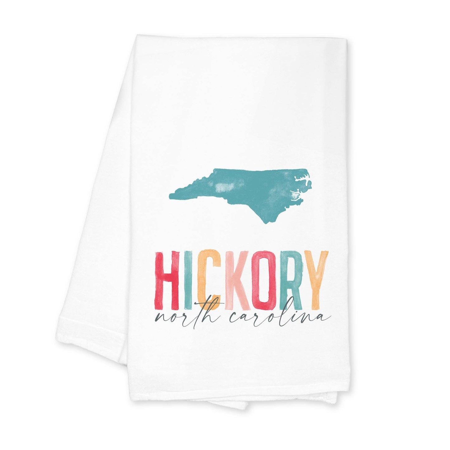 Hickory North Carolina Watercolor Cotton Tea Towel