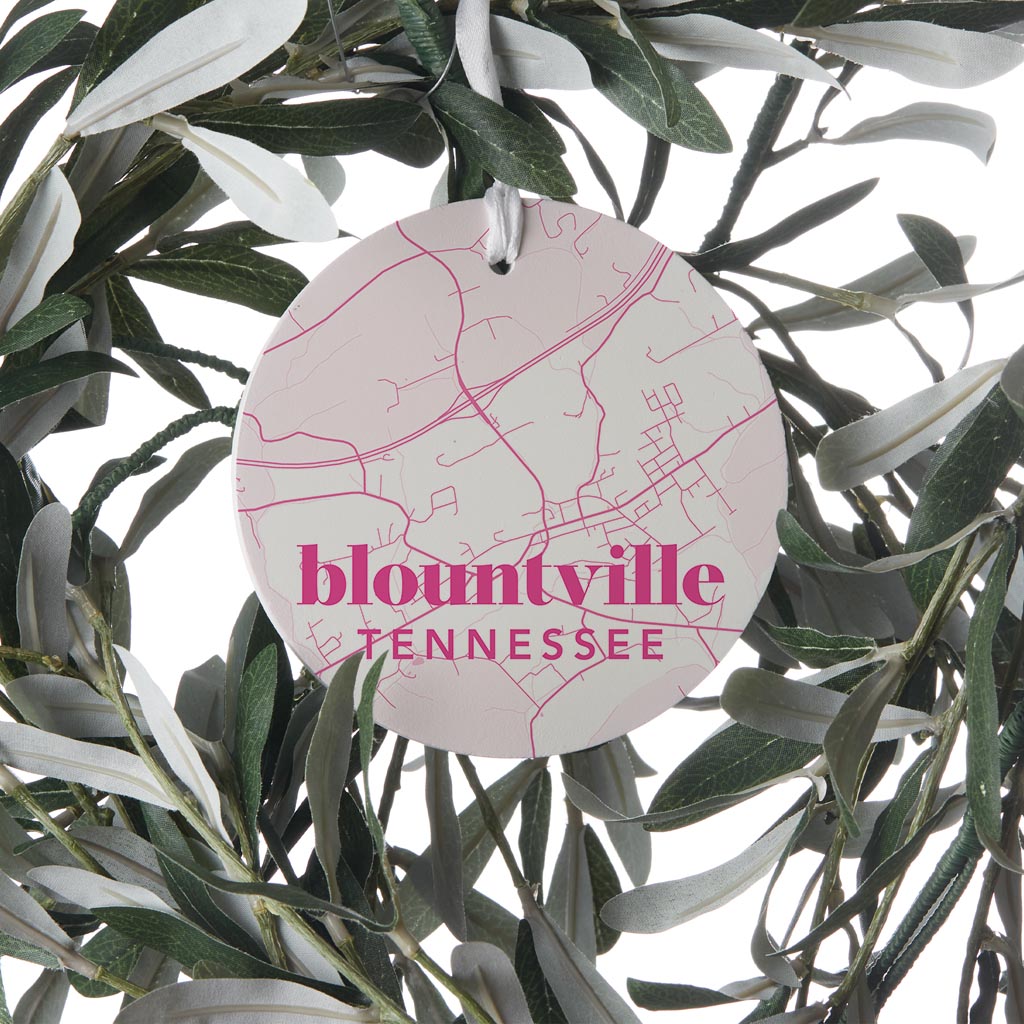 Bright Modern Pink Map Tennessee Blountville| Wood Ornament | Eaches | Min 6