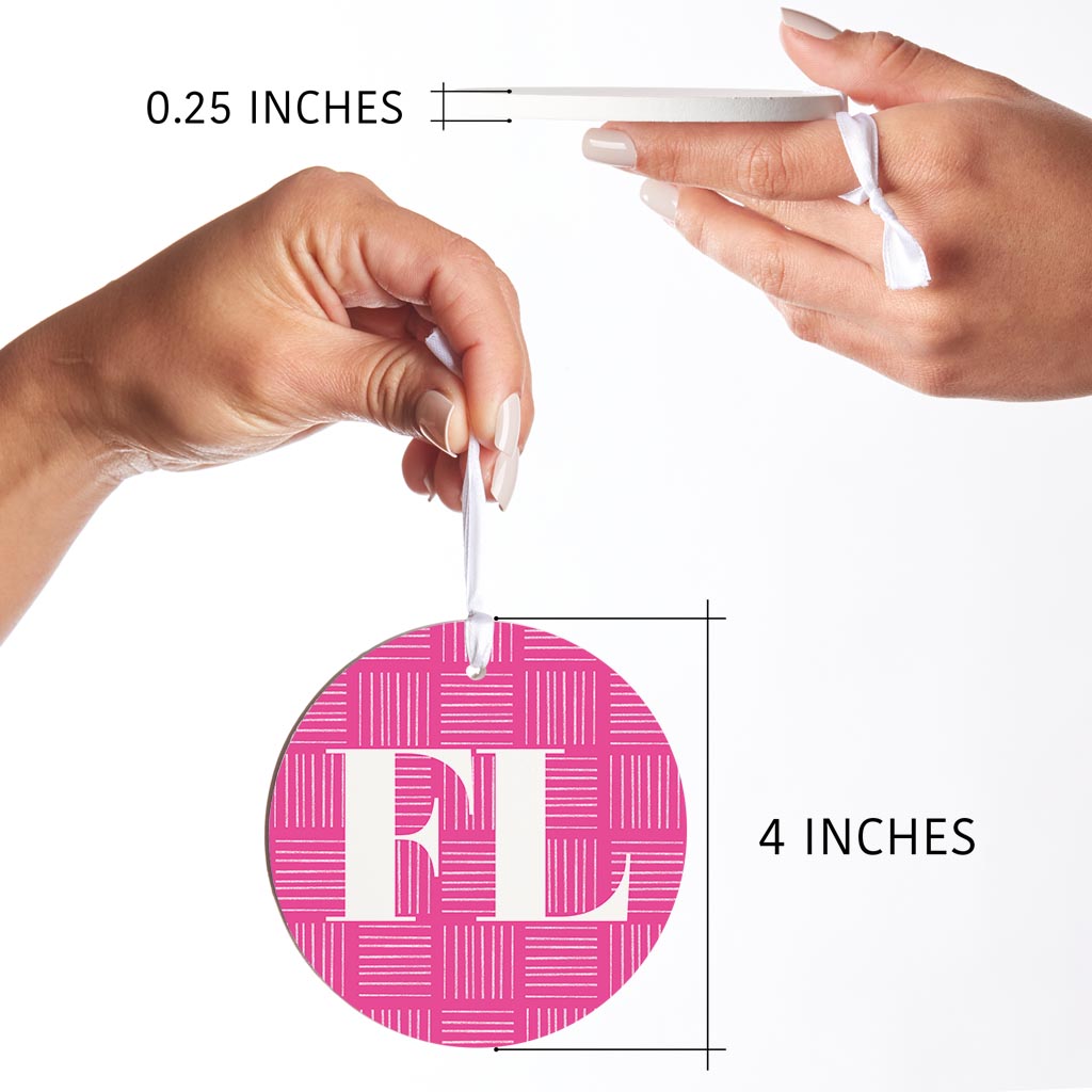 Bright Modern Abbreviated On Pink Florida| Wood Ornament | Eaches | Min 6