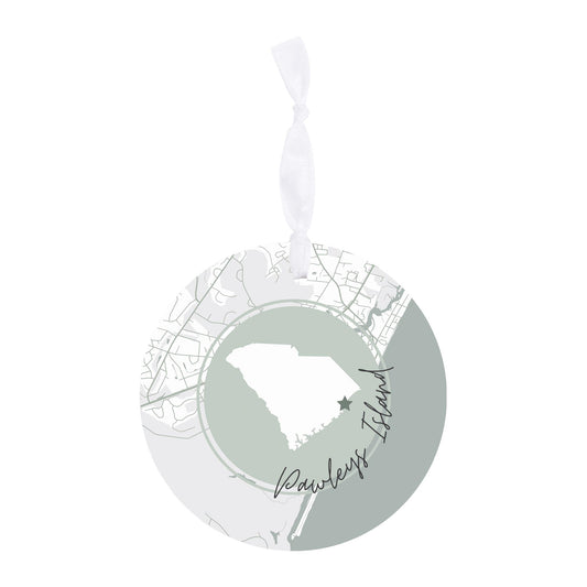 Vintage Groove State Star Map Pawleys Island | 4x4
