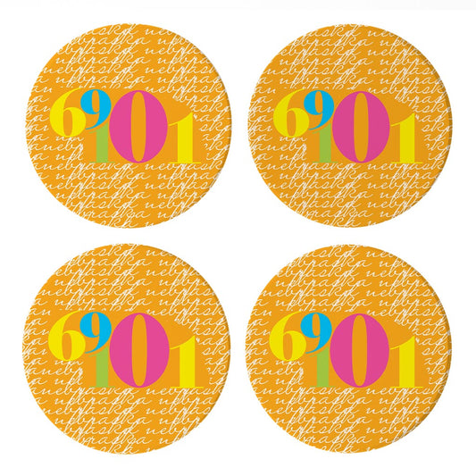 Bright Modern State Script Orange Nebraska North Platte | Absorbent Coasters | Set of 4 | Min 2
