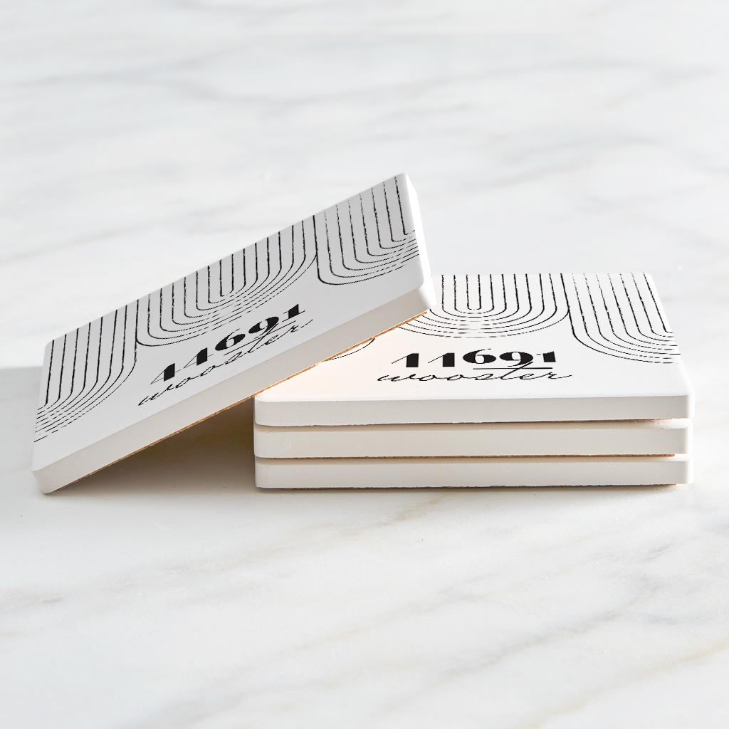 Black And White City Zip On White Ohio Wooster | Absorbent Coasters | Set of 4 | Min 2