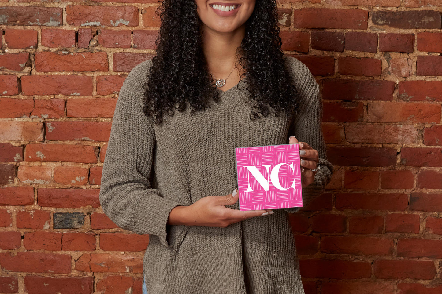 Bright Modern Abbreviated On Pink North Carolina| Wood Block | Eaches | Min 4