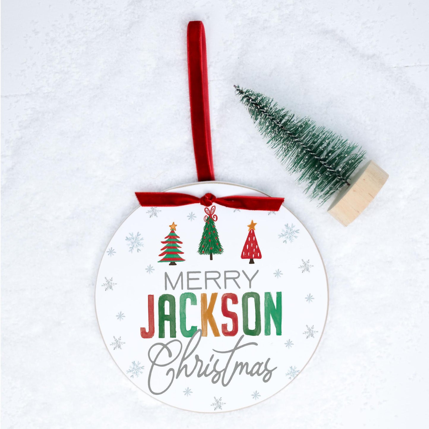 6" Round Ornament Red Ribbon-Whimsy Wonderland Jackson Georgia -0