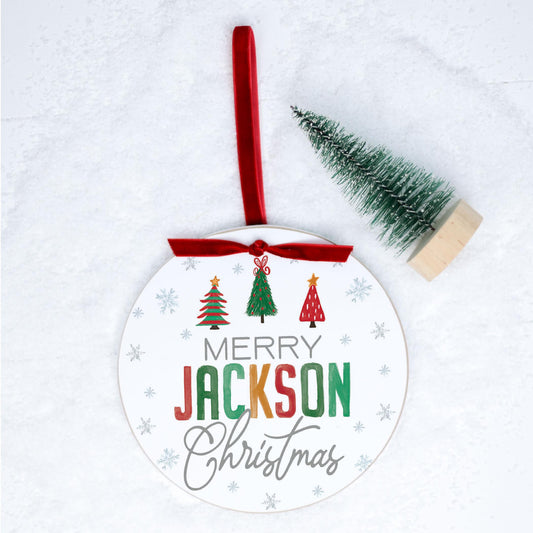 6" Round Ornament Red Ribbon-Whimsy Wonderland Jackson Georgia -0