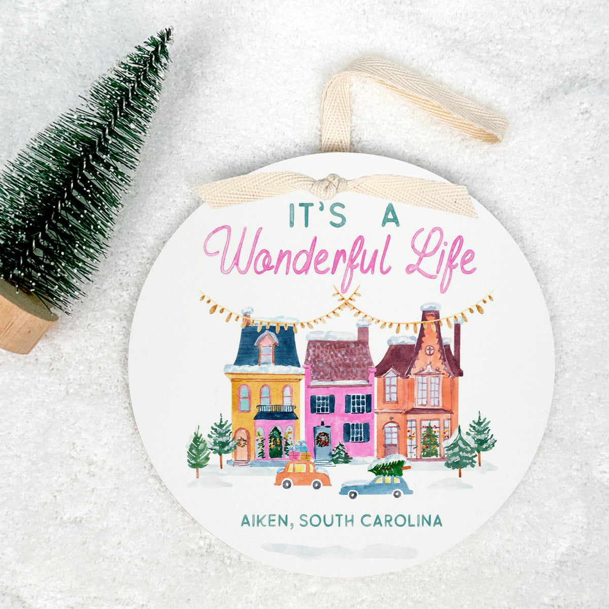 6" Round Ornament-It's A Wonderful Life Aiken South Carolina -1