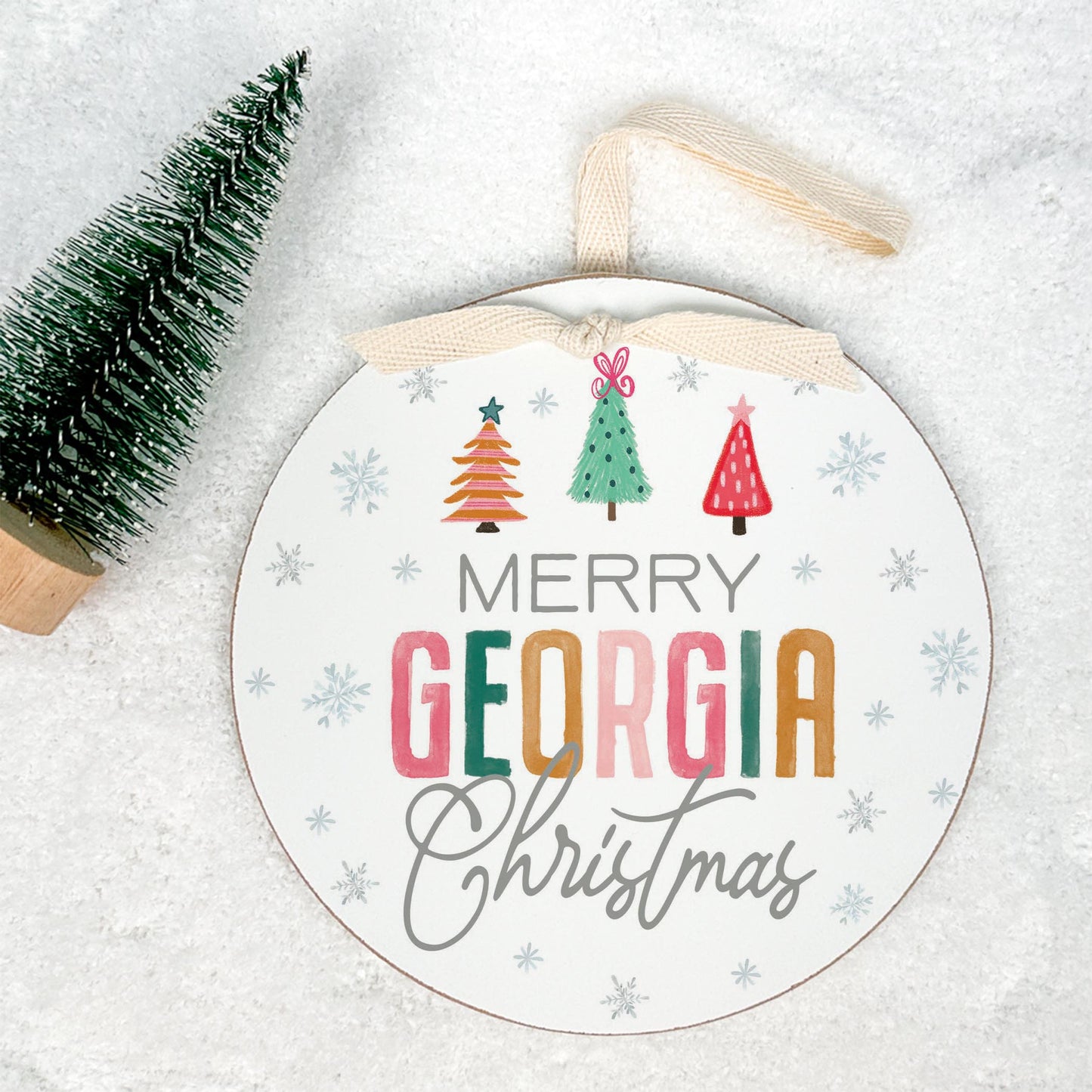 6" Round Ornament-Whimsy Wonderland Merry Georgia Christmas -1