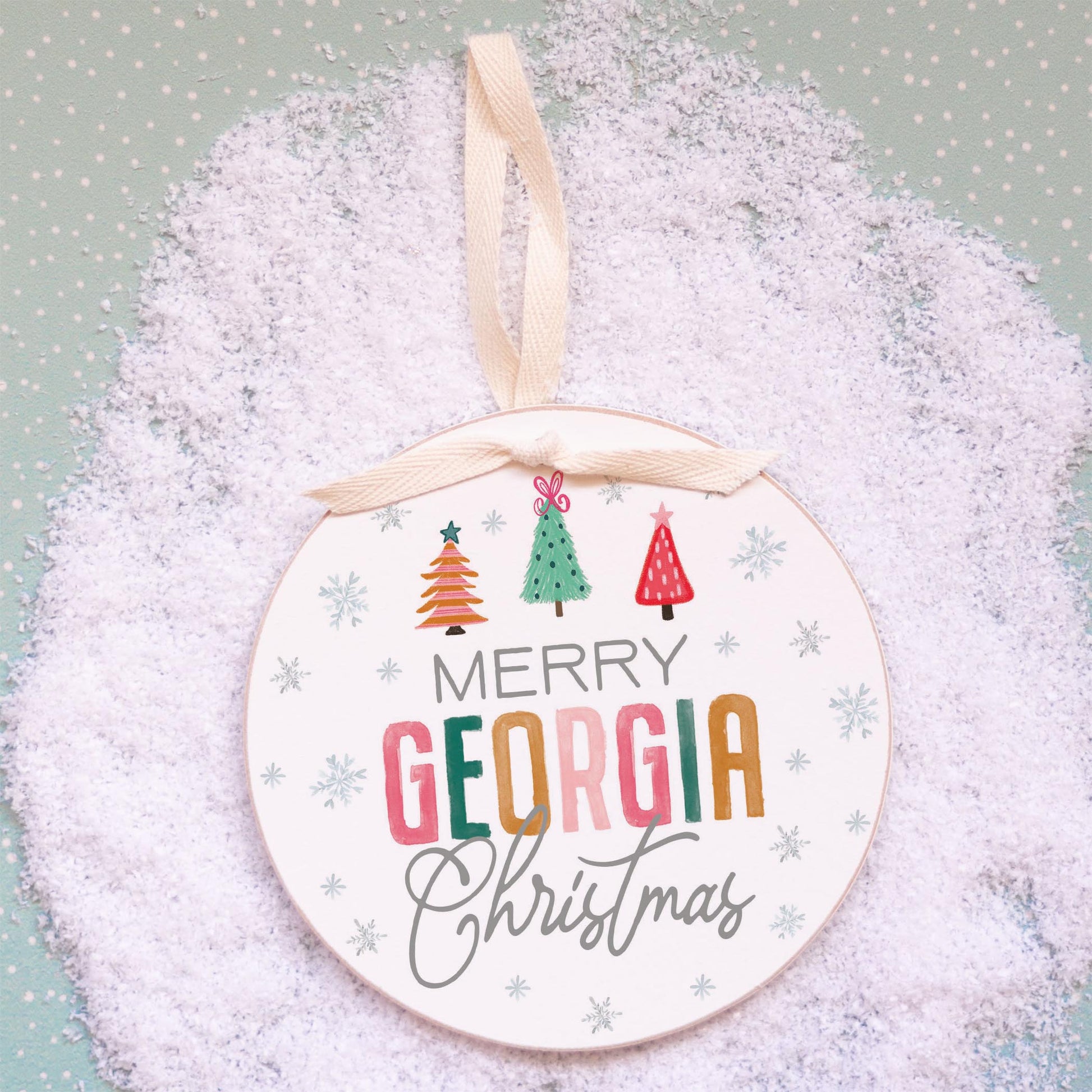 6" Round Ornament-Whimsy Wonderland Merry Georgia Christmas -2